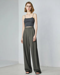 Triacetat-Hose mit geradem Bein und eleganter Bundfalte