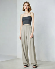 Triacetat-Hose mit geradem Bein und eleganter Bundfalte