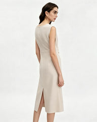 Triacetat-Midikleid mit geraffter Taille