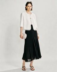 Triacetat-Cropped-Blazer mit transparentem Seidenbesatz