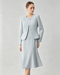 Triacetat-Schößchenjacke mit formender Passform und Seidenfutter