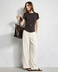 Triacetat-Hose mit geradem Bein und Seidenfutter