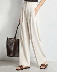 Triacetat-Hose mit geradem Bein und Seidenfutter