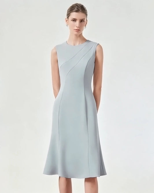 Ärmelloses Triacetat-Midikleid mit ausgestelltem Saum