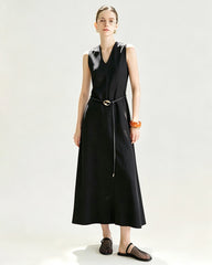 Triacetat-Maxikleid in A-Linie mit V-Ausschnitt und Seidenfutter