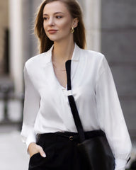 Seidenbluse mit Umklappkragen