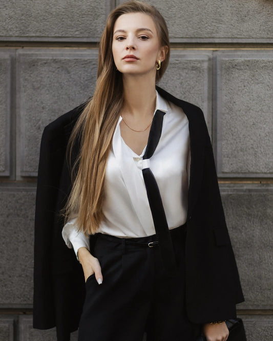 Seidenbluse mit Umklappkragen