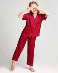 Unisex Seiden-Pyjama-Set für Kinder mit Kurzarm
