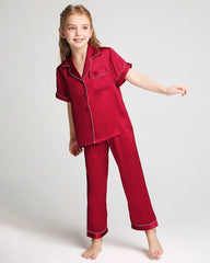 Unisex Seiden-Pyjama-Set für Kinder mit Kurzarm