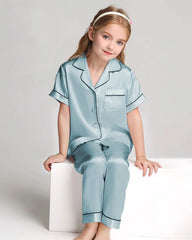 Unisex Seiden-Pyjama-Set für Kinder mit Kurzarm