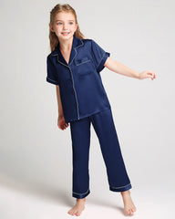 Unisex Seiden-Pyjama-Set für Kinder mit Kurzarm