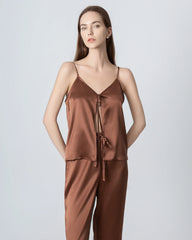 Damen Seiden-Pyjama-Set, V-Ausschnitt Camisole