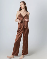 Damen Seiden-Pyjama-Set, V-Ausschnitt Camisole