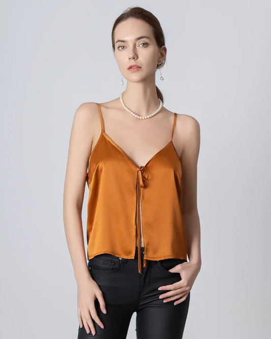 Seiden-Camisole mit V-Ausschnitt und Frontöffnung