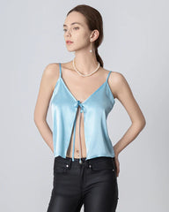 Seiden-Camisole mit V-Ausschnitt und Frontöffnung