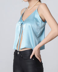 Seiden-Camisole mit V-Ausschnitt und Frontöffnung