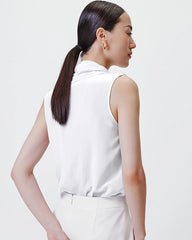 V-Ausschnitt Plissiertes Seiden Tanktop