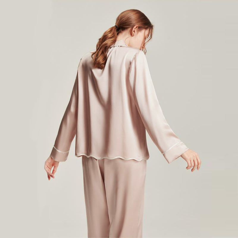 Waschbare Seiden-Pyjamasets für Frauen Pink