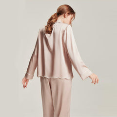 Waschbare Seiden-Pyjamasets für Frauen Pink