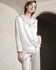 Waschbares langärmeliges Seiden-Pyjama-Set