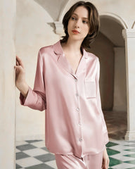 Waschbares langärmeliges Seiden-Pyjama-Set