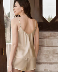 Waschbares Seiden-Cami-Pyjama-Set