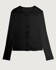 Waschbarer Seiden-Jersey Cardigan mit Knopfleiste vorne