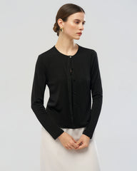Waschbarer Seiden-Jersey Cardigan mit Knopfleiste vorne