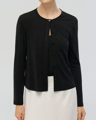 Waschbarer Seiden-Jersey Cardigan mit Knopfleiste vorne