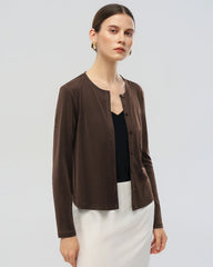 Waschbarer Seiden-Jersey Cardigan mit Knopfleiste vorne