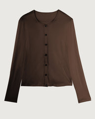 Waschbarer Seiden-Jersey Cardigan mit Knopfleiste vorne