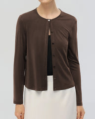 Waschbarer Seiden-Jersey Cardigan mit Knopfleiste vorne