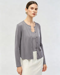 Waschbarer Seiden-Jersey Cardigan mit Knopfleiste vorne