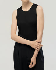 Waschbares Seiden-Jersey Cropped Tanktop mit Rundhalsausschnitt