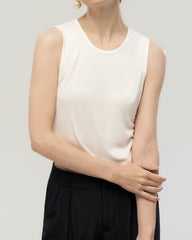 Waschbares Seiden-Jersey Cropped Tanktop mit Rundhalsausschnitt