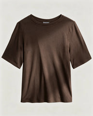 Waschbares Seidenjersey T-Shirt mit Rundhalsausschnitt