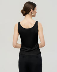 Waschbares Seiden-Jersey Tanktop mit doppeltem U-Ausschnitt