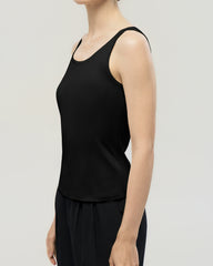Waschbares Seiden-Jersey Tanktop mit doppeltem U-Ausschnitt