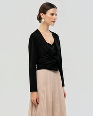 Waschbarer Seidenjersey Cardigan mit Drapierung