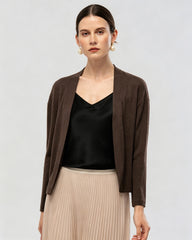 Waschbarer Seidenjersey Cardigan mit Drapierung