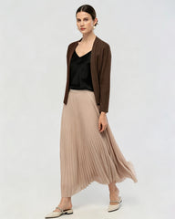 Waschbarer Seidenjersey Cardigan mit Drapierung