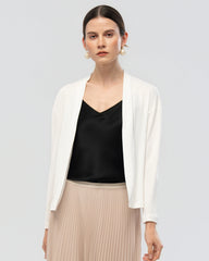 Waschbarer Seidenjersey Cardigan mit Drapierung