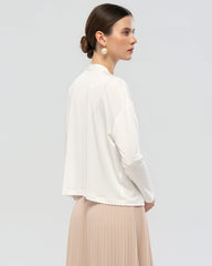 Waschbarer Seidenjersey Cardigan mit Drapierung