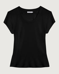 Waschbares Seidenjersey T-Shirt mit U-Ausschnitt und enger Passform