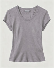 Waschbares Seidenjersey T-Shirt mit U-Ausschnitt und enger Passform