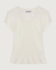 Waschbares Seidenjersey T-Shirt mit U-Ausschnitt und enger Passform