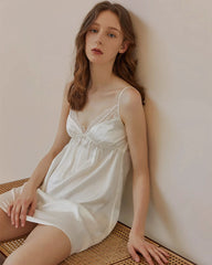 Seidennachthemd mit Spitze – waschbar