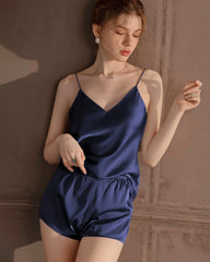 Waschbares Seiden-Pyjama-Set mit Shorts