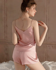 Waschbares Seiden-Pyjama-Set mit Shorts