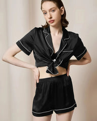 Waschbares kurzärmeliges Seiden-Pyjama-Set